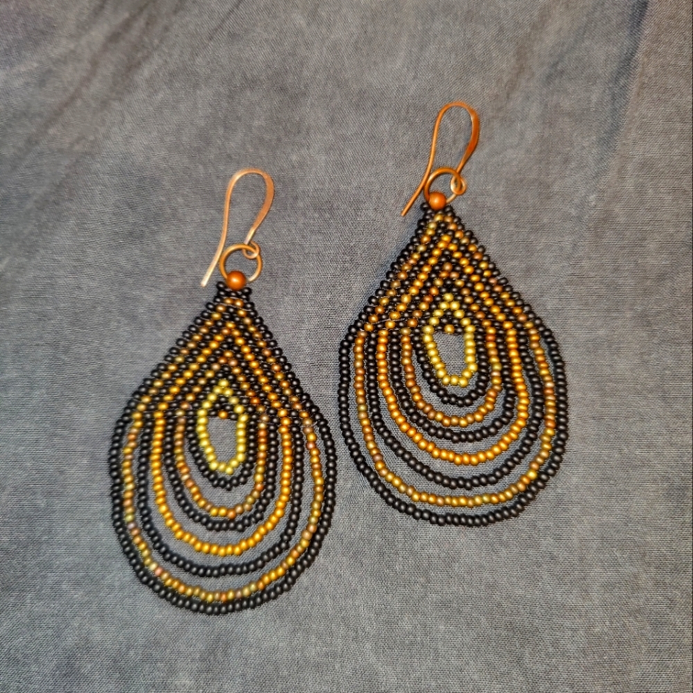 Large Unique Beaded Earrings - image 1